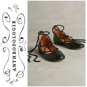Anthropologie | Kelsi Dagger | Black Lace Up Flats